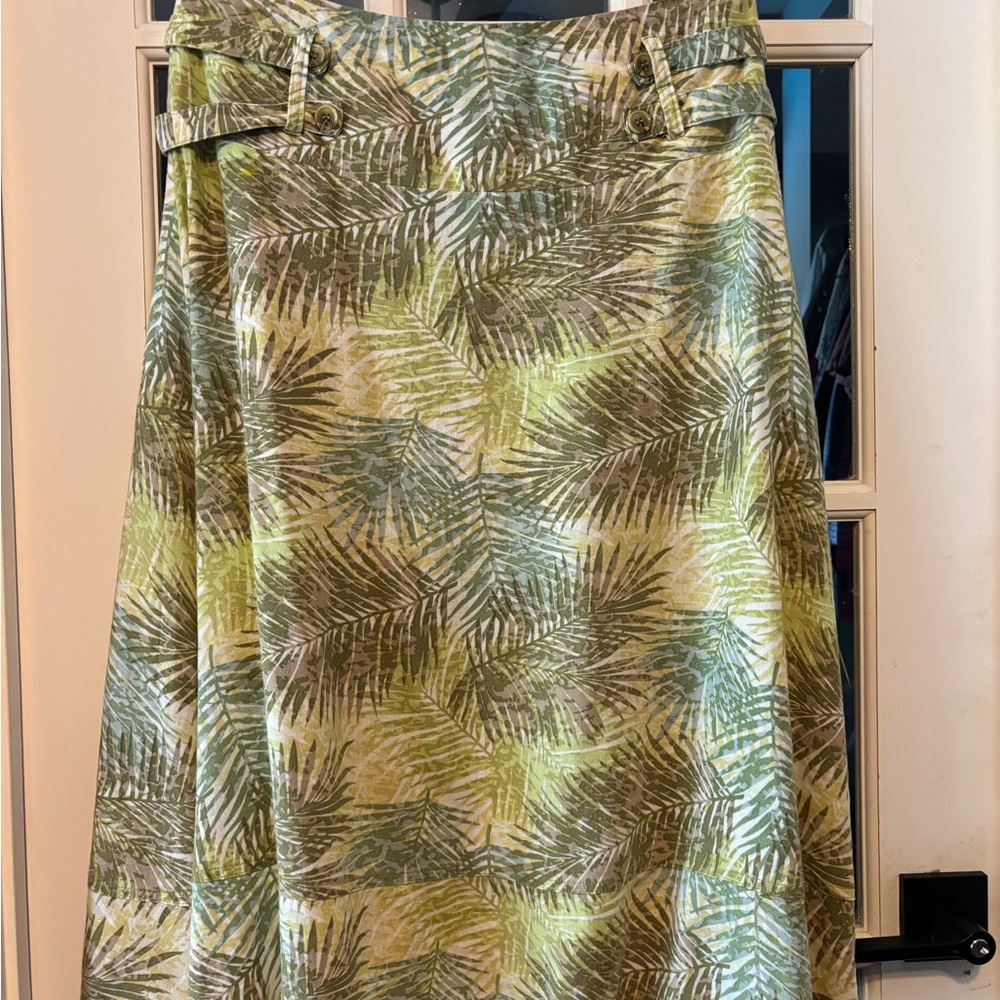 Gilani  Tropical Green Leaf Print Skirt. Size 10